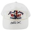 Image 1 : MAGIC JOHNSON SIGNED 1987 L.A LAKERS CHAMPIONS BASEBALL CAP (BECKETT COA)