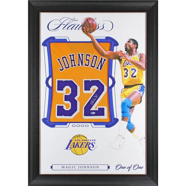 Magic Johnson Authentic Signed One of One Jersey Framed Display BECKETT