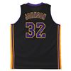 Image 1 : Magic Johnson Signed Los Angeles Lakers Black Jersey (Beckett COA) 5xNBA Champ