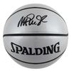 Image 1 : MAGIC JOHNSON SIGNED SILVER SPALDING BASKETBALL (BECKETT COA)