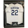 Image 1 : CLAYTON KERSHAW SIGNED AND CUSTOM FRAMED LA DODGERS JERSEY WITH SIGNED PICTURE (JSA COA)