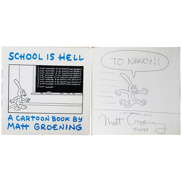 Matt Groening The Simpsons Signed School Is Hell Book beckett