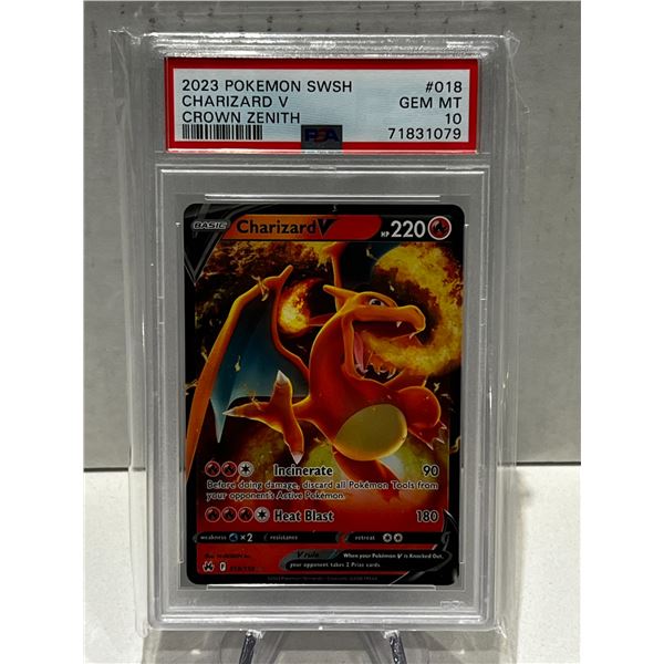 2023 POKEMON SWSH NO.18 CHARIZARD V CROWN ZENITH PSA GRADED 10