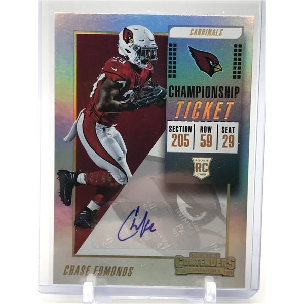 2018 PANINI CONTENDERS CHASE EDMONDS AUTO ROOKIE CARD