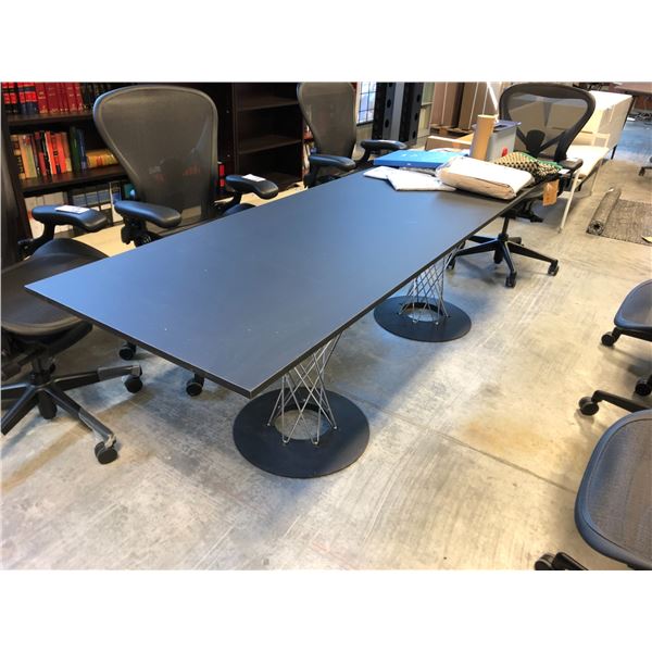 KNOLL CUSTOM 8'X2' BLACK/CHROME CONFERENCE TABLE