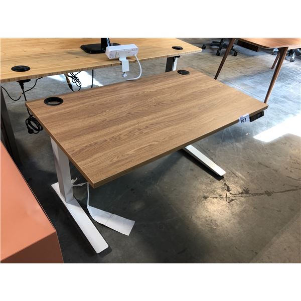 DESIGN WITHIN REACH RENEW SIT-TO-STAND ELECTRIC DESK, WALNUT 48  X 30  RETAIL VALUE $3,890.00