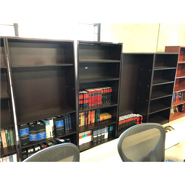 2 72"H AND 2 66"H DARK WOOD BOOK CASES (2 MISSING SHELVES)