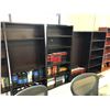 Image 1 : 2 72"H AND 2 66"H DARK WOOD BOOK CASES (2 MISSING SHELVES)