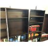 Image 2 : 2 72"H AND 2 66"H DARK WOOD BOOK CASES (2 MISSING SHELVES)