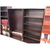 Image 3 : 2 72"H AND 2 66"H DARK WOOD BOOK CASES (2 MISSING SHELVES)