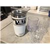 Image 1 : LOT OF MISC. HOUSEHOLD INCLUDES YETI MUG, CHRISTMAS CANDLE HOLDERS, HIGHBALL GLASSES, HEATERS & MORE