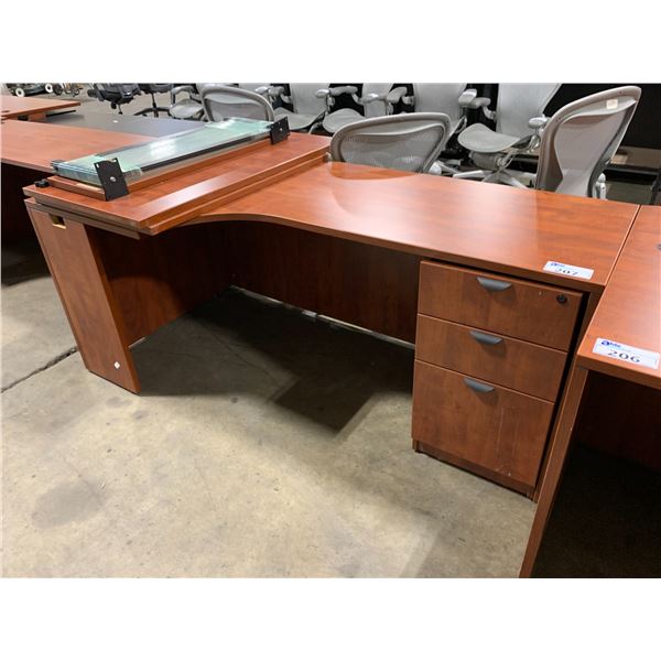 *L* L SHAPED 3 DRAWER CHERRY DESK