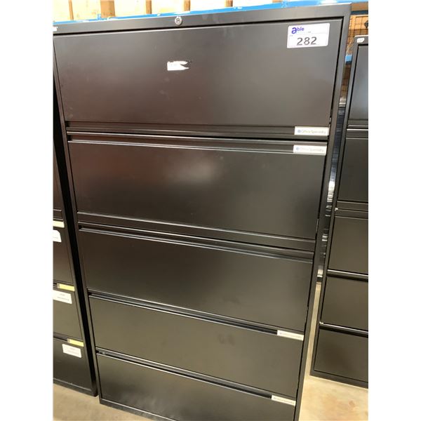 *L* BLACK 5 DRAWER LATERAL FILE CABINET