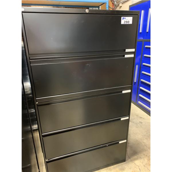 *L* BLACK 5 DRAWER LATERAL FILE CABINET