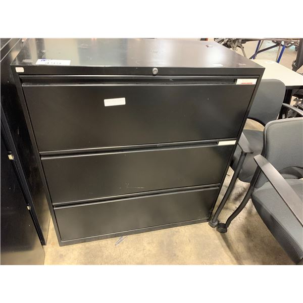 *L* BLACK 3 DRAWER LATERAL FILE CABINET