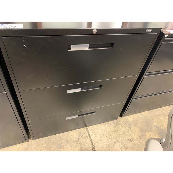 *L* BLACK 3 DRAWER LATERAL FILE CABINET