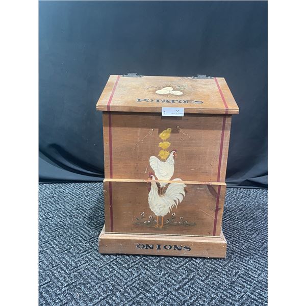 Vintage Wooden Onion And Potatoe Container