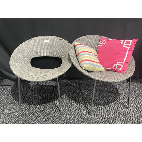 Set Of Two Plastic Woven Patio Chairs