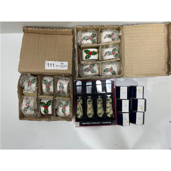 Assorted Napkin Rings And Butter Knives