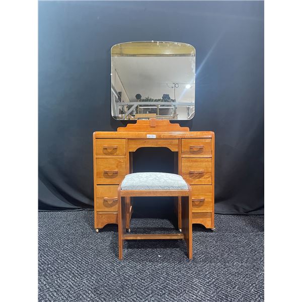 Light Wooden Desk with Mirror