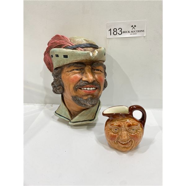 Royal Doulton "John Barleycorn" Character Jug & Vintage Bossons Chalkware Head "Robin Hood"