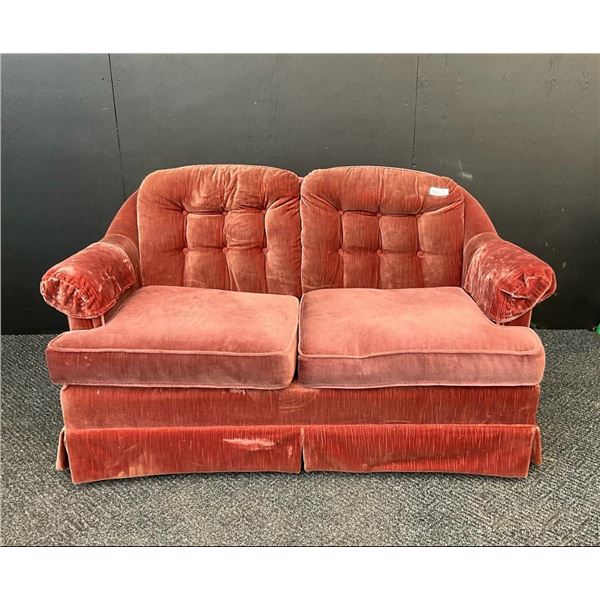 Velvet Texture Maroon Loveseat