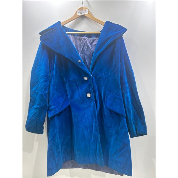 Blue Velvet Large Coat Missing 1 Button