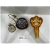 Image 1 : Pocket Watch, Vintage Hair comb, & Adjustable Lipview Lipstick Holder & Mirror