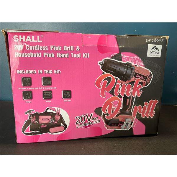 Lot of 1 Pink Cordless Drill & Household Took Kit Set