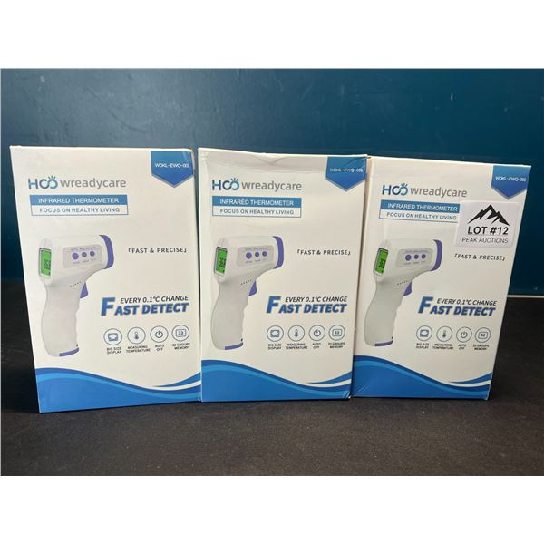 Lot of 3 Non-Contact Infrared Forehead Thermometers