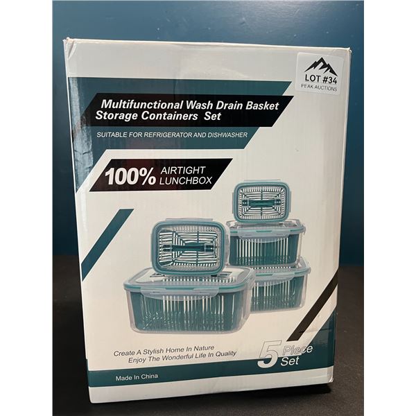 Lot of 1 Multifunctional Wash Drain Basket Storage Containers Set - 5PCS