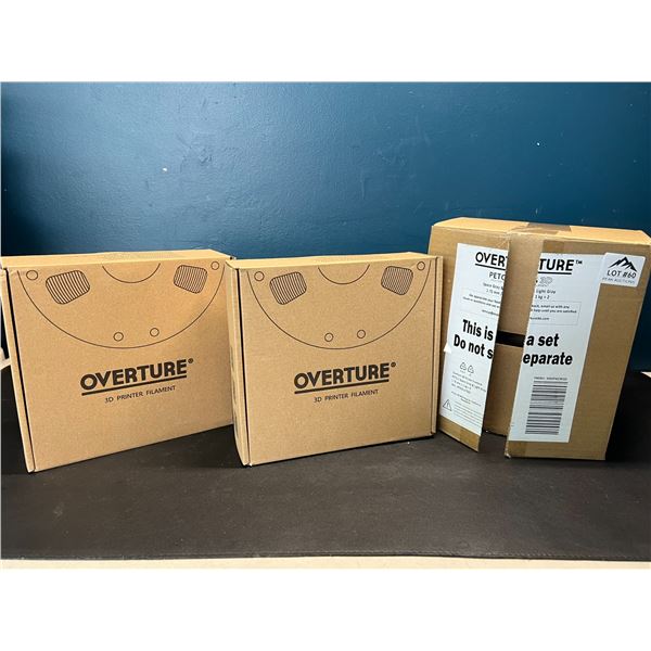 Lot of Overture PETG 3D-Printing Filament - 2 Rolls - Space Gray & Light Gray