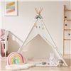 Image 1 : Lot of 1 Kids Teepee Tent - With Mat & Rainbow Wall Hanging Decoration