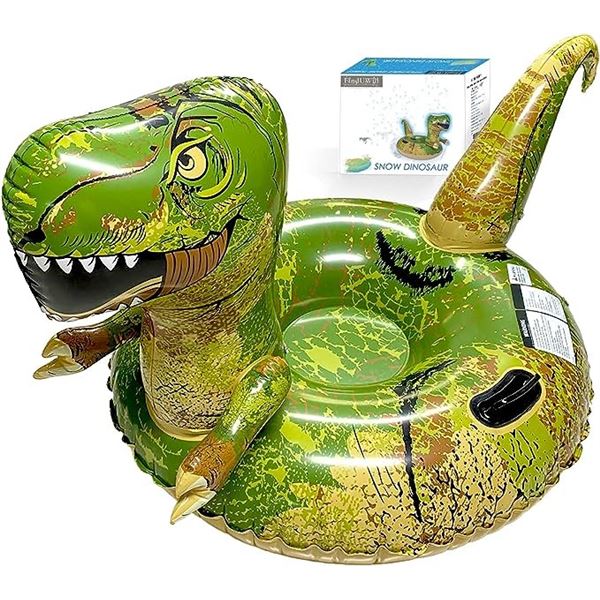 Lot of Inflatable Dinosaur Snow Tubes w/ Handles - 2PCS in box - Large 64inch size!