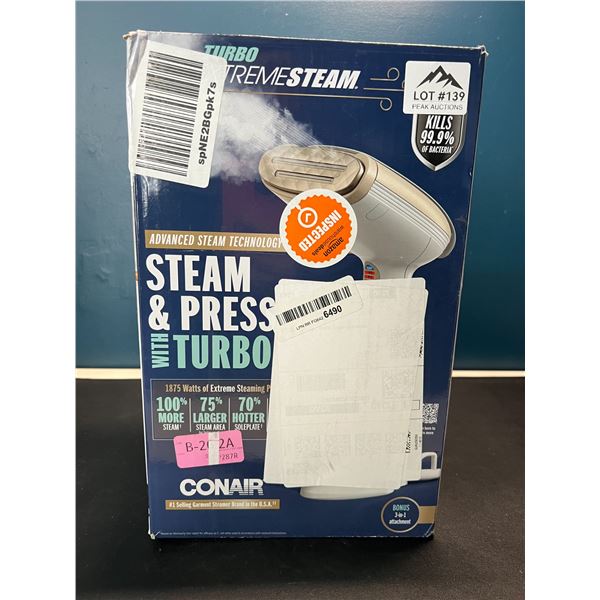 Lot of 1 Conair Turbo ExtremeSteam Handheld Garment Steamer/Press