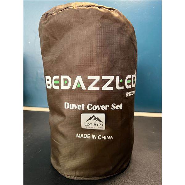 Lot of 1 Bedazzled Tuffed Duvet Cover Set - 104 x 90 inch (King Size) - Dark Grey