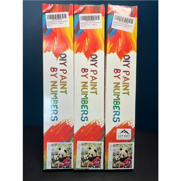 Lot of 3 DIY Oil Painting Paint By Number Kits - Panda Design - 40x50 size