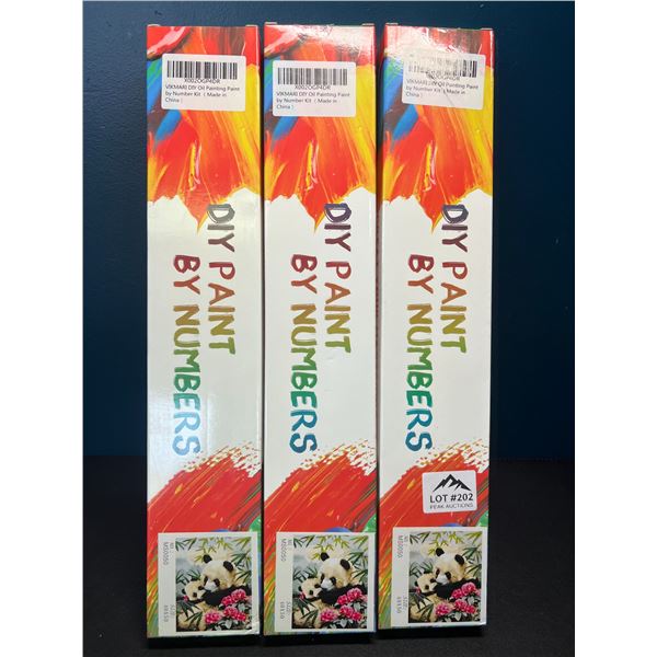 Lot of 3 DIY Oil Painting Paint By Number Kits - Panda Design - 40x50 size