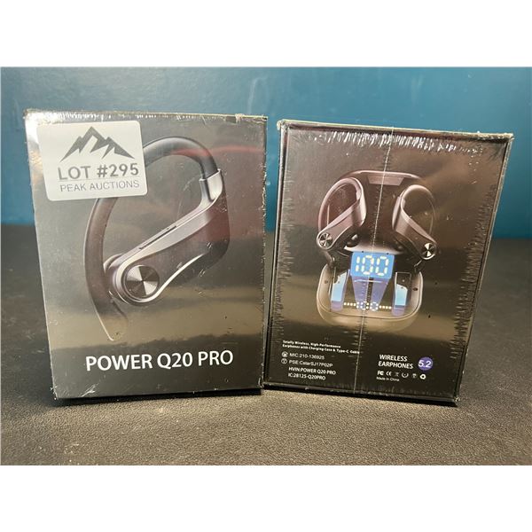 Lot of 2 Pairs of Power Q20 Pro Wireless Bluetooth Sport Earbuds