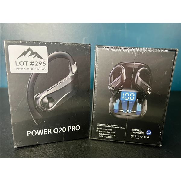 Lot of 2 Pairs of Power Q20 Pro Wireless Bluetooth Sport Earbuds