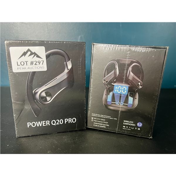 Lot of 2 Pairs of Power Q20 Pro Wireless Bluetooth Sport Earbuds