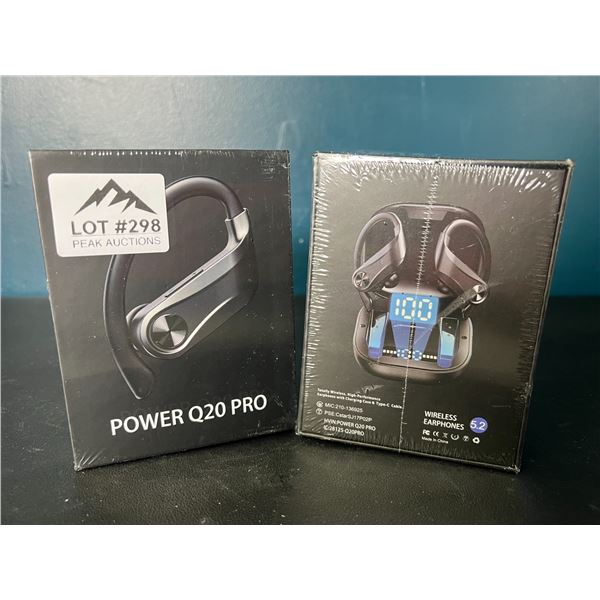 Lot of 2 Pairs of Power Q20 Pro Wireless Bluetooth Sport Earbuds