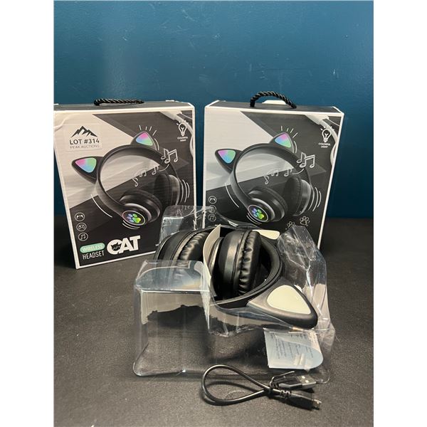 Lot of 2 Wireless Cat/Kitty Ear Headphones