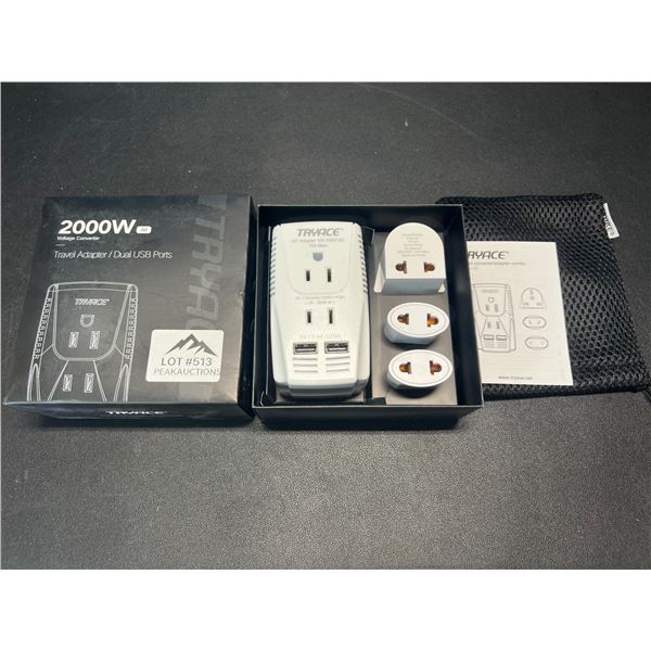 Lot of 1 2000W Travel Adapter/Voltage Converter w/ Dual USB Ports