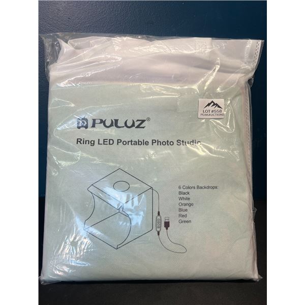Lot of 1 LED Portable Photo Studio w/ 6 Color Backdrops & Built-In LED Ring Light - 12 inch box