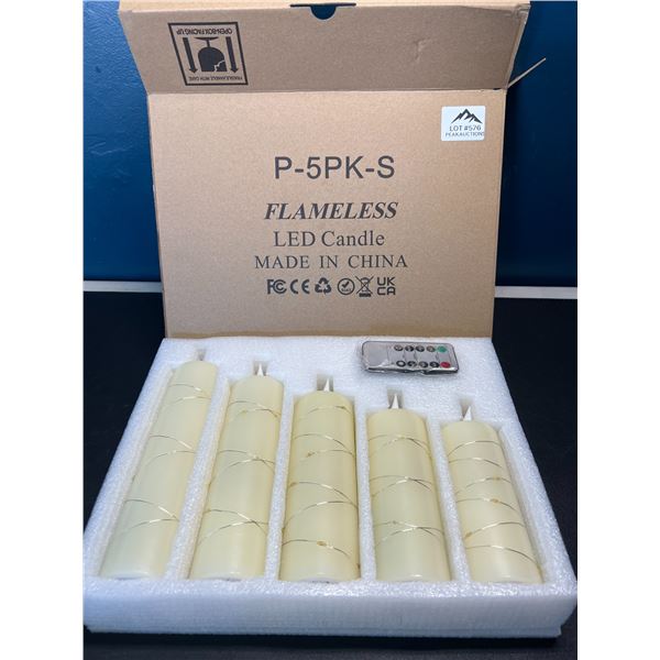 Lot of LED Flameless Candles w/ Remote Control - 5 PCS - Assorted Sizes