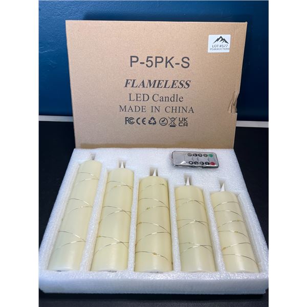 Lot of LED Flameless Candles w/ Remote Control - 5 PCS - Assorted Sizes