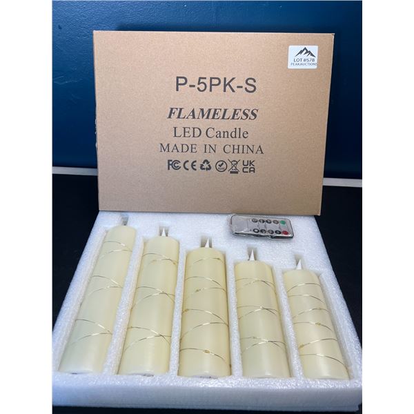 Lot of LED Flameless Candles w/ Remote Control - 5 PCS - Assorted Sizes