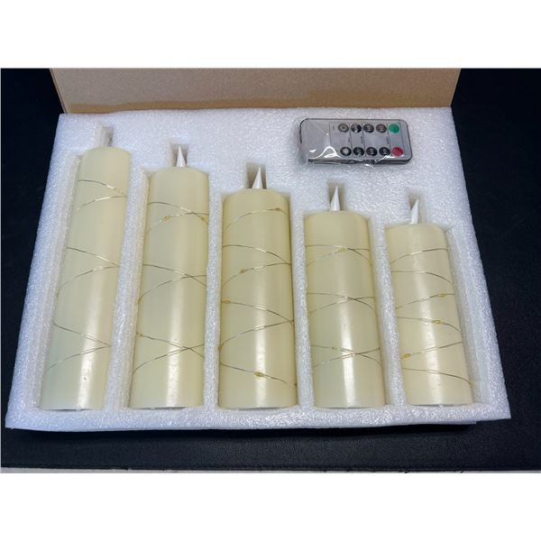 Lot of LED Flameless Candles w/ Remote Control - 5 PCS - Assorted Sizes