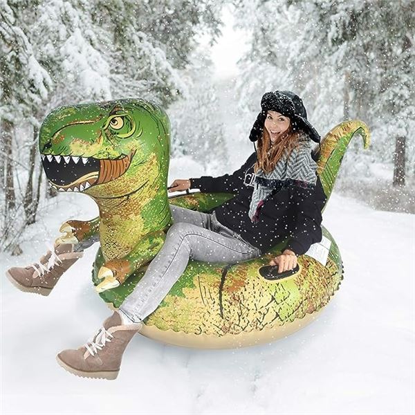 Lot of Inflatable Dinosaur Snow Tubes w/ Handles - 2PCS in box - Large 64inch size!